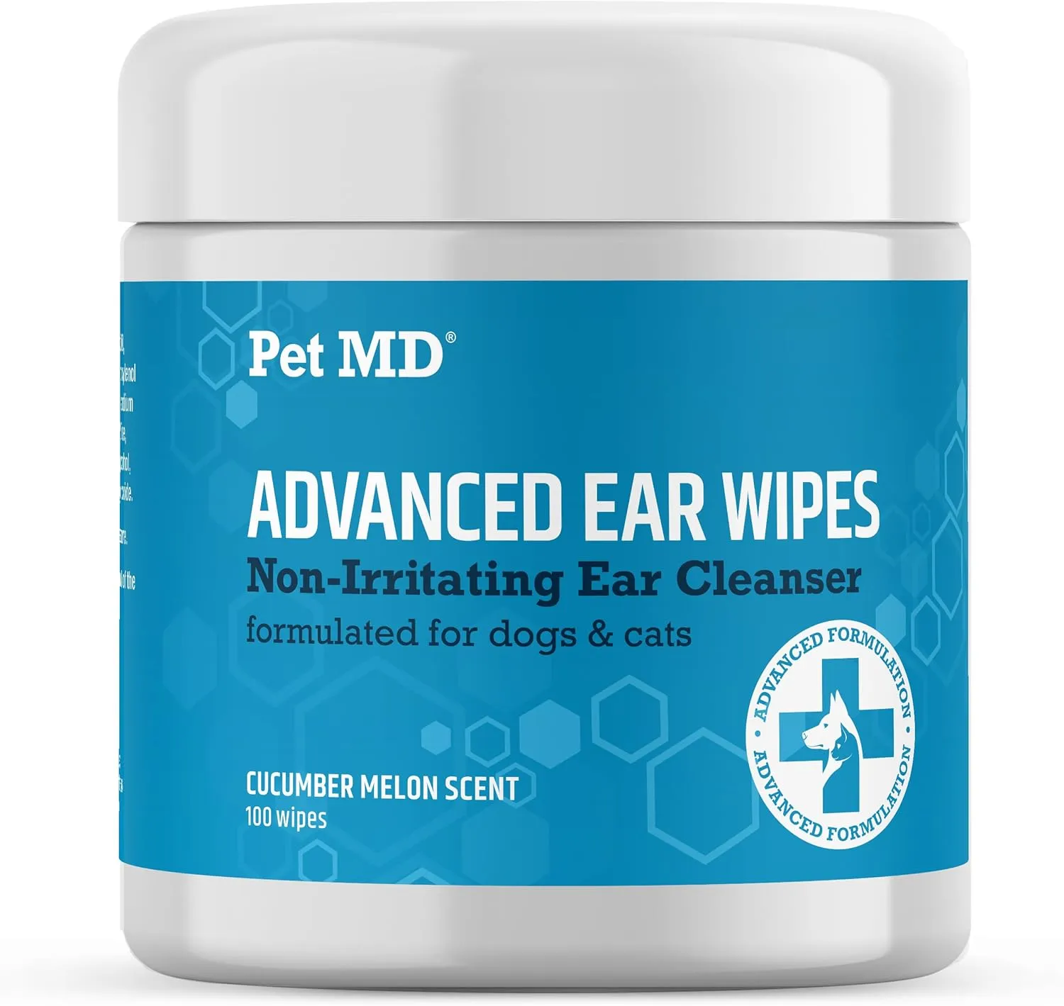 Pet MD Cat and Dog Ear Cleaner Wipes - Advanced Otic Veterinary Ear Cleaner Formula - Dog Ear Infection Treatment - 100 Count