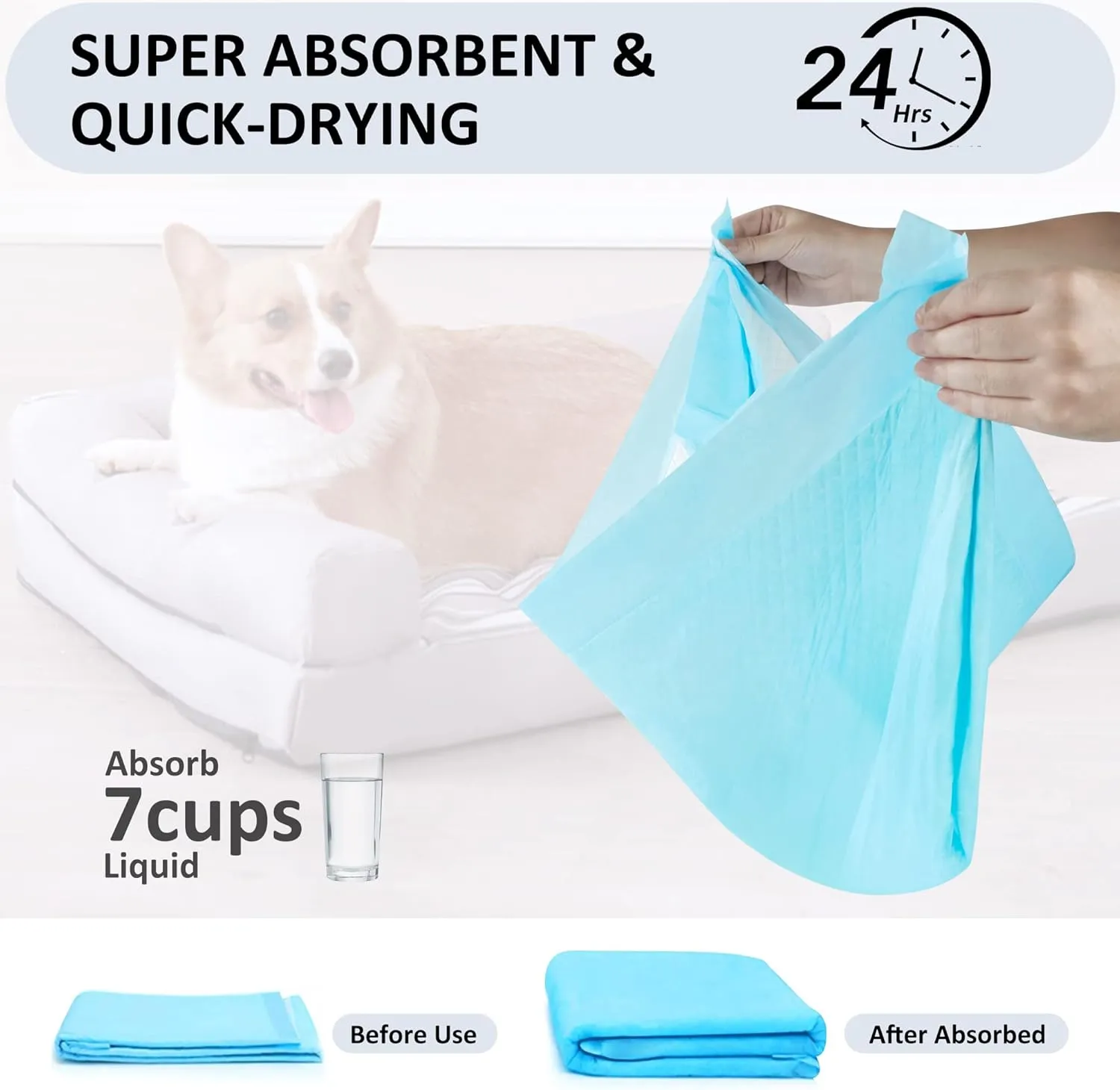 Pet Training Pads,Puppy Pee Pads 18"x24",Indoor Potty Pads for Small Dogs,Cats & Rabbits,Super Absorbent & Leak-Proof,Disposable Pet Pee Pads - Essential Dog Housebreaking Supplies(100 Count)