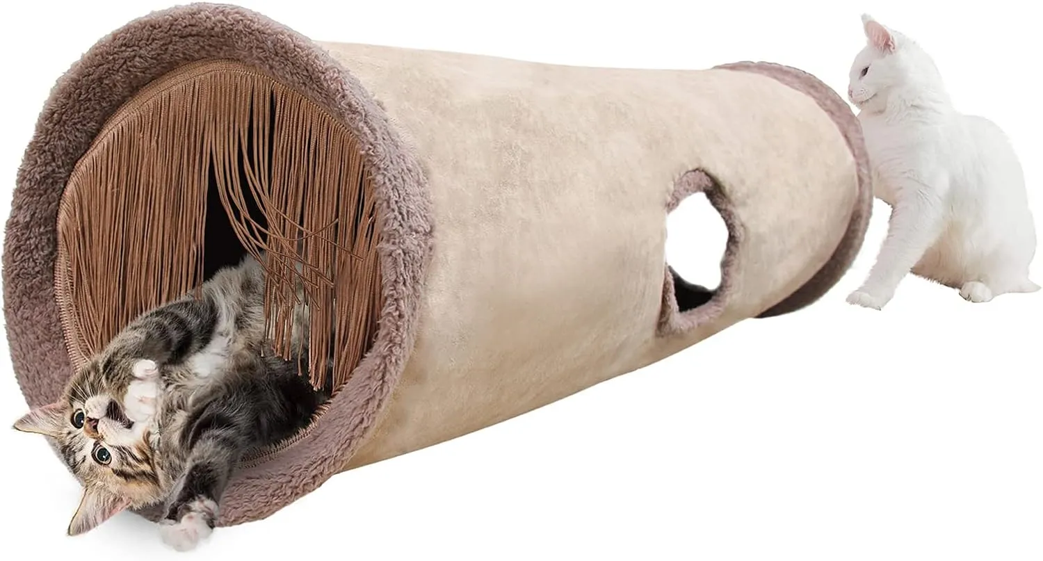 Petest Collapsible Cat Tunnel Pet Play Tube Crinkle Tunnel with Cat ToysLength 35" Diameter 9.7"