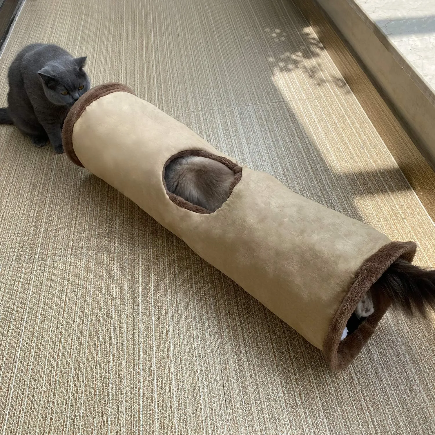 Petest Collapsible Cat Tunnel Pet Play Tube Crinkle Tunnel with Cat ToysLength 35" Diameter 9.7"