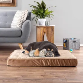 PETMAKER Dog Bed with Removable Cover - 37x24 Pet Bed - 4-Inch Egg Crate Style Memory Foam Orthopedic Dog Mattress and Non-Slip Crate Bed (Tan)