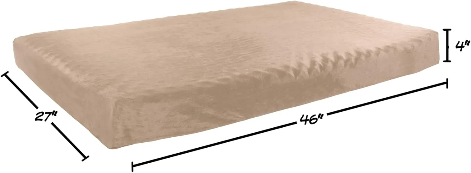 PETMAKER Orthopedic 2-Layer Memory Foam Dog Bed with Machine Washable Sherpa Top - 46x27, Up to 95lbs (Tan)