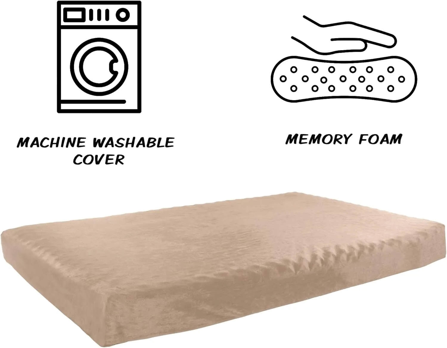 PETMAKER Orthopedic 2-Layer Memory Foam Dog Bed with Machine Washable Sherpa Top - 46x27, Up to 95lbs (Tan)
