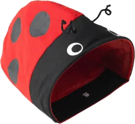 PetRageous 13085 Ladybug Crinkle Cat Cave is 18.5-Inch Long by 11.5-Inch Wide by 10-Inch Tall for Cats, Red and Black