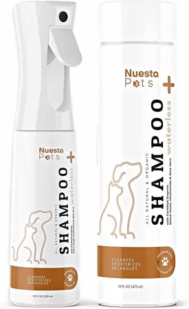 Pets Hypoallergenic Waterless Shampoo | Oat & Aloe Formula for Dogs & Cats w/ Sensitive Skin | Easy Use 4 in 1 No-Rinse Pet Shampoo, Moisturizer, Conditioner, Deodorizer | Rinse Free Dog Bath