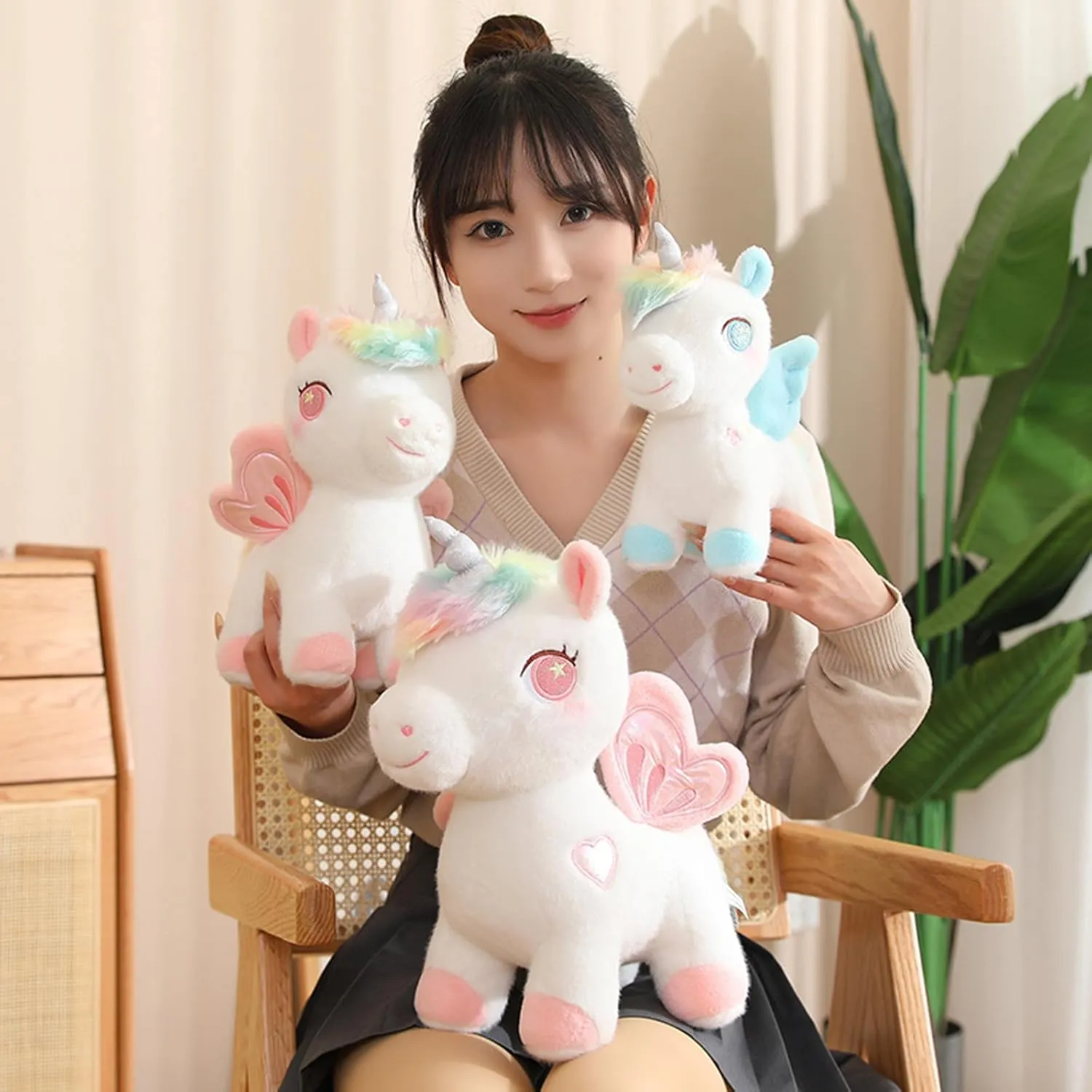 Plush Unicorn Stuffed Animal - Hugging Pillow & Throw Pillow - Anime Gift for Kids & Lovers - Perfect for Birthdays, Valentine's Day & Christmas (14 Inch, Blue)