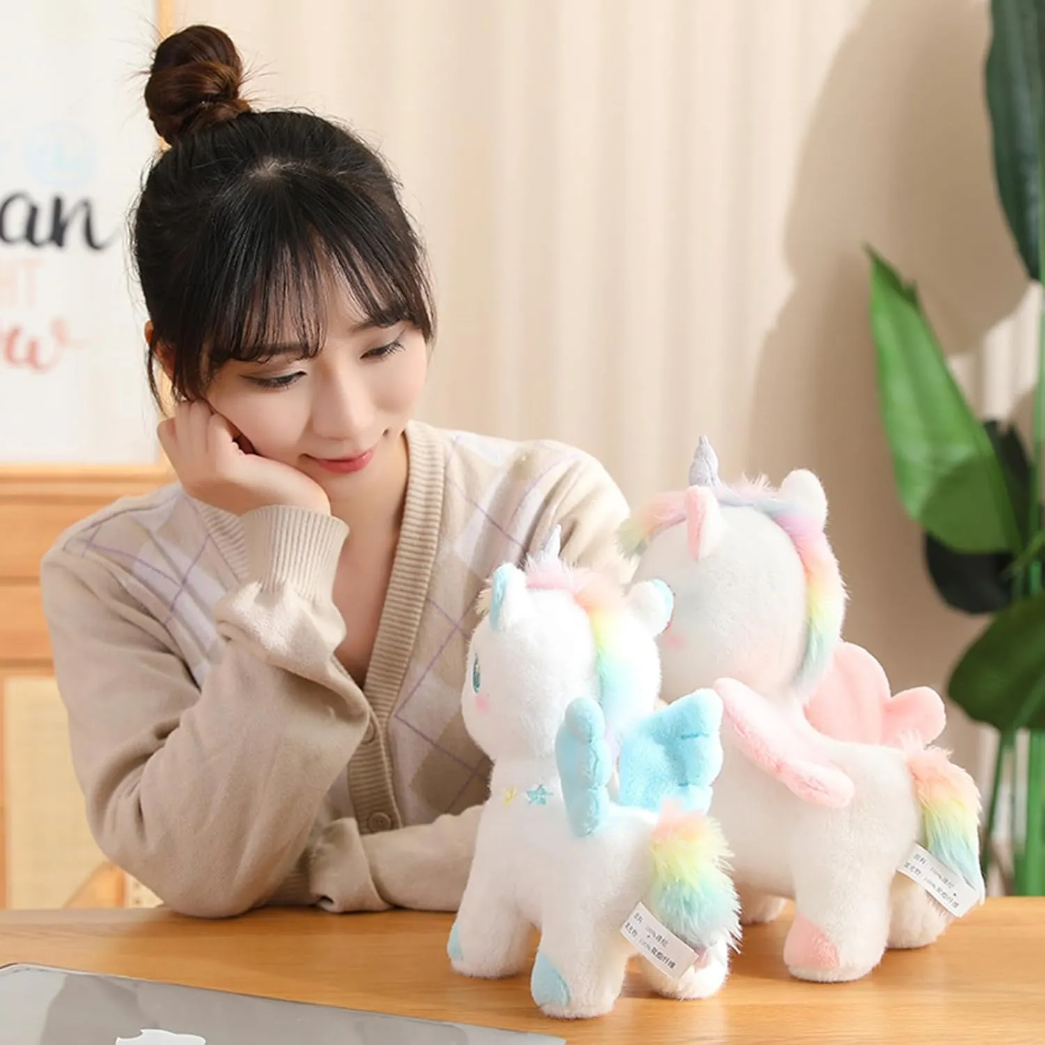 Plush Unicorn Stuffed Animal - Hugging Pillow & Throw Pillow - Anime Gift for Kids & Lovers - Perfect for Birthdays, Valentine's Day & Christmas (14 Inch, Blue)