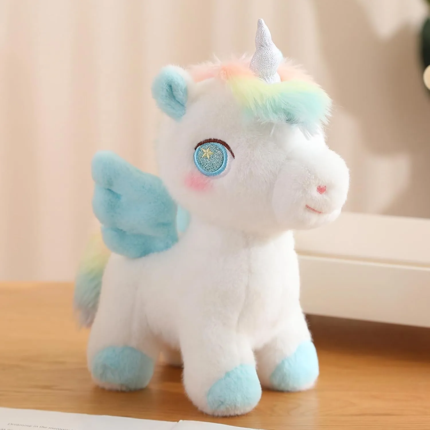Plush Unicorn Stuffed Animal - Hugging Pillow & Throw Pillow - Anime Gift for Kids & Lovers - Perfect for Birthdays, Valentine's Day & Christmas (14 Inch, Blue)