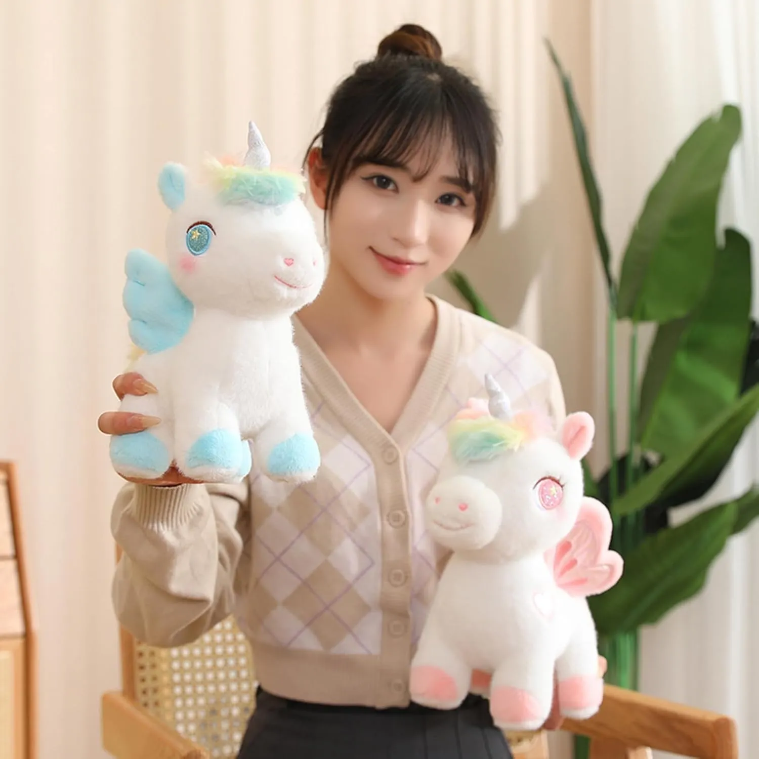 Plush Unicorn Stuffed Animal - Hugging Pillow & Throw Pillow - Anime Gift for Kids & Lovers - Perfect for Birthdays, Valentine's Day & Christmas (14 Inch, Blue)