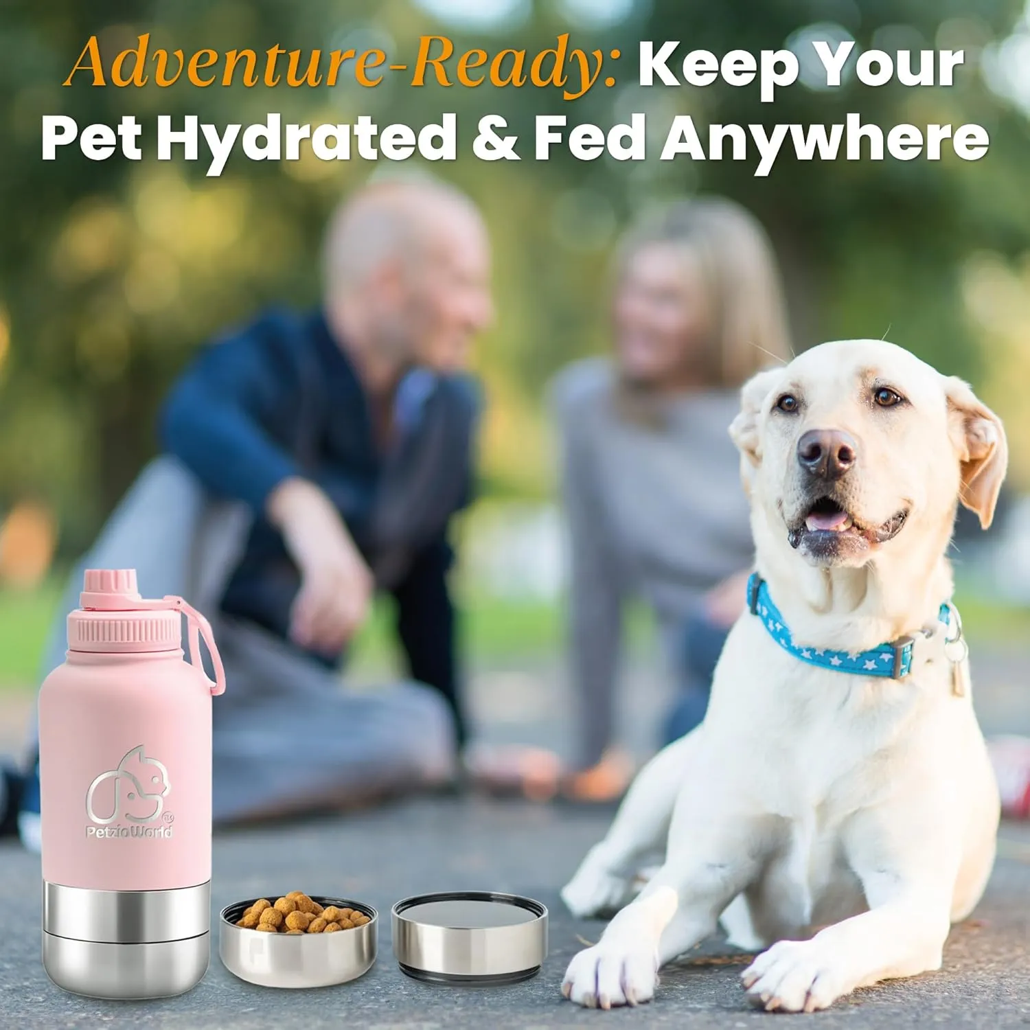 Portable Dog Water Bottle & Collapsible Dog Bowl Set  No-Spill, Travel-Friendly Puppy Essentials for Food & Water  Durable Dispenser for Outdoor Adventures (Pink)