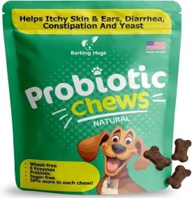 Probiotic Chews - Natural Probiotic & Prebiotic Enzyme Treats for Dogs - Contains 6 Enzymes for Digestion - Helps with Itching, Allergies, Gut Health, Digestion & Diarrhea