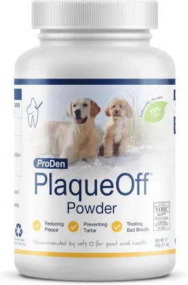 ProDen PlaqueOff Powder for Pets - Cat & Dog Breath Freshener - Plaque & Tartar Remover for Pet Oral Care - 60g