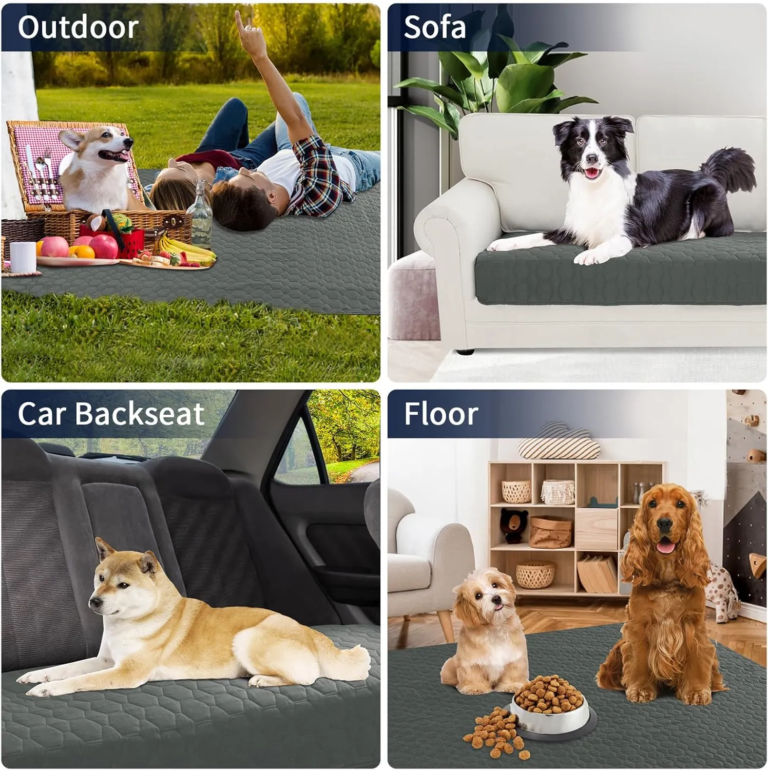 PureFit 100% Waterproof and Anti-Slip Dog Bed Cover, Washable Pet Blanket, Stain Resistant Sofa Couch Furniture Protector Cover for Kids, Dog, Cat (30x70 Inch, Dark Grey)