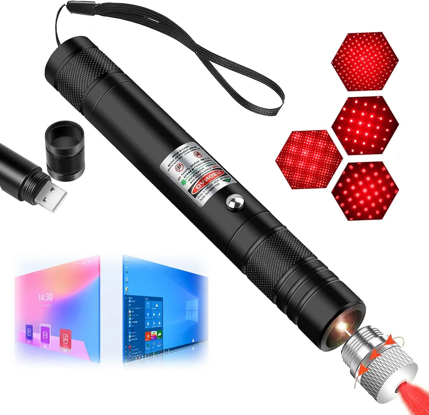 Remote Red Laser Pointer, High Power Laser Pointer, USB Charging, Suitable for Hiking and Astronomy Teaching
