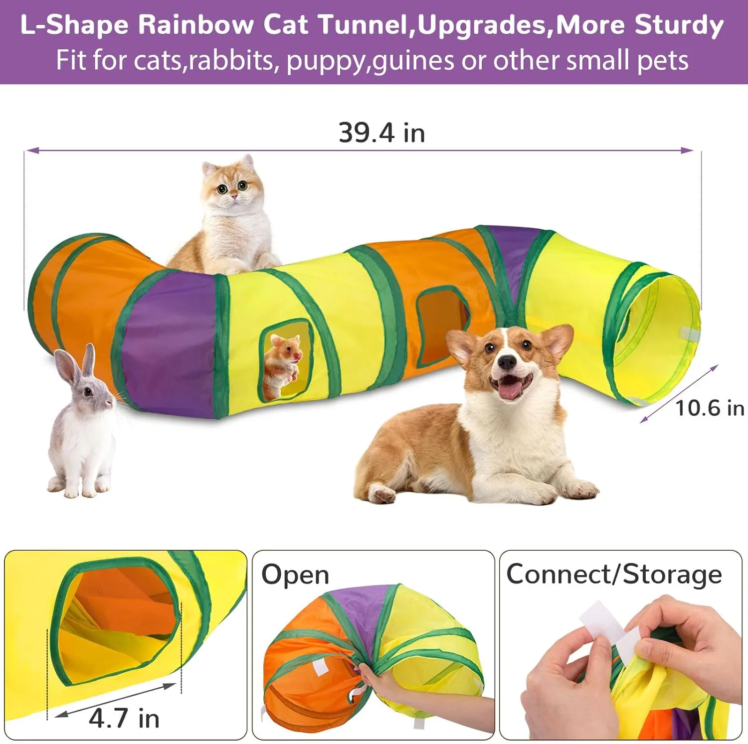 Retro Shaw Cat Tunnel with Toys Set, Interactive Kitten Toy for Indoor Cats Kitty,Kitten Tube Tent Feather Wand Teaser Bell Fuzzy Ball Springs Mouse (33 Pcs Large Cat Tunnel Toys Set)