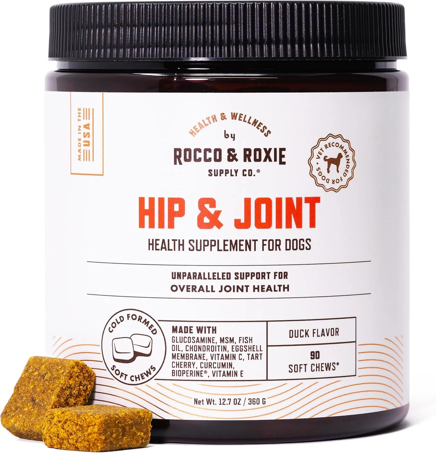 Rocco & Roxie Joint Supplement for Dogs, Glucosamine Hip and Joint Chews, Dog Joint Supplement Large & Small Breed, Senior Dog Vitamins to Support Mobility, Chondroitin, MSM, Health Supplies 90 ct