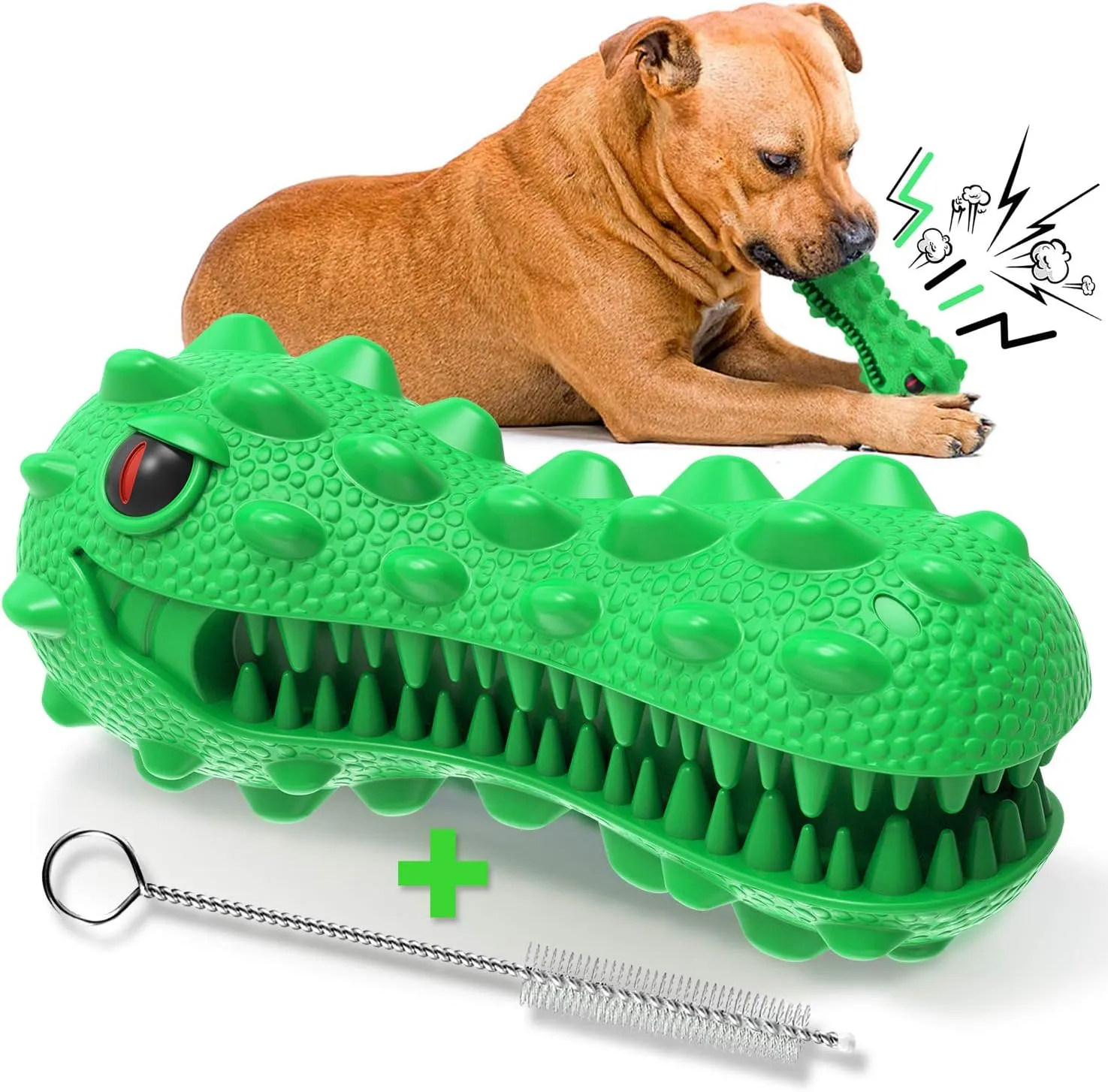 Ronton Cat Toothbrush - Durable Hard Rubber Cat Dental Care, Interactive Toothbrush Chew Toy (1 Pack Dino)
