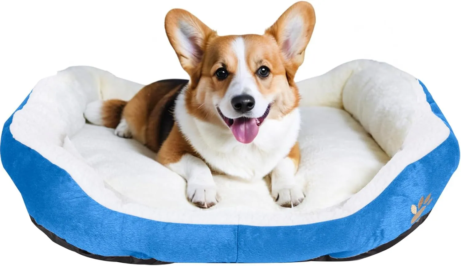 Round Dog Cat Beds Mattress Washable Pads Room, Soft Durable Plush Faux Fur Sleeping Pet Fleece Bed Mat for Small Doggy Kitten Puppy, with Anti-Slip Waterproof Bottom, Blue