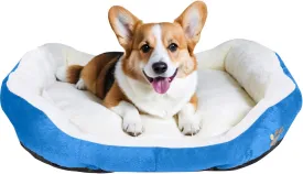 Round Dog Cat Beds Mattress Washable Pads Room, Soft Durable Plush Faux Fur Sleeping Pet Fleece Bed Mat for Small Doggy Kitten Puppy, with Anti-Slip Waterproof Bottom, Blue