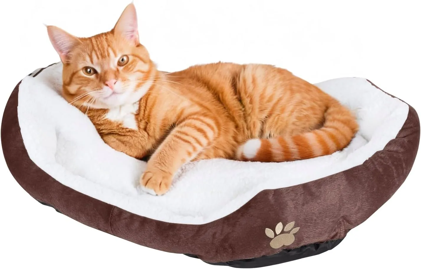 Round Dog Cat Beds Mattress Washable Pads Room, Soft Durable Plush Faux Fur Sleeping Pet Fleece Bed Mat for Small Medium Doggy Kitten Puppy, with Anti-Slip Waterproof Bottom (Coffee)