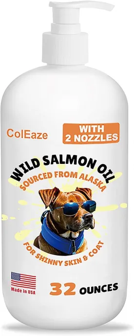 Salmon Oil for Dogs, Fish Oil for Dogs Supplement, Omega 3 & 6 Liquid Fish Oil, Vitamin D, EPA   DHA Fatty Acids for Skin & Coat Joint Supplement, Helps Dry Skin & Allergies - 32oz