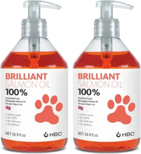 Salmon Oil for Dogs - Healthy Skin & Coat, Natural Norwegian Omega 3 Fish Oil Food Supplement, EPA & DHA Fatty Acids, Ideal for Shedding, Allergy, Itching, Dry Skin, Joint & Bone Health - (2 x 16.9oz)