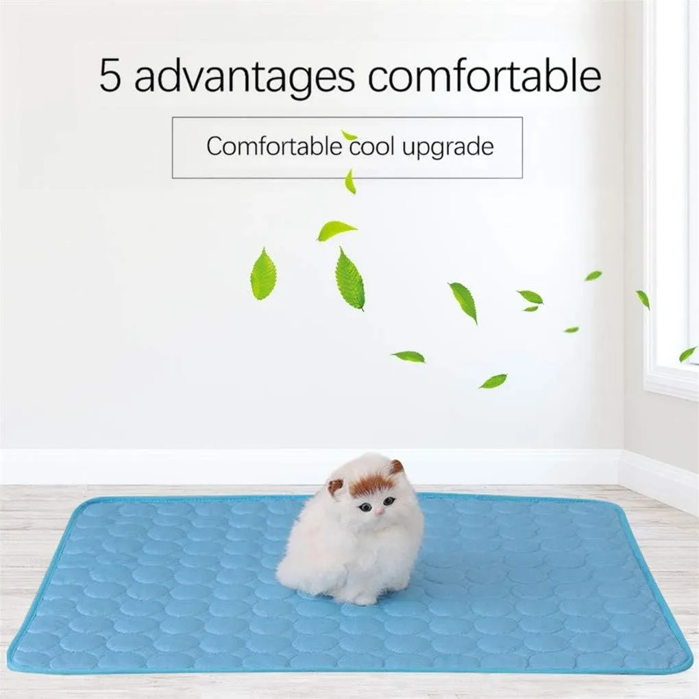Self Cooling Mat for Dog, Summer Cool Pet Pad,Ice Silk Cooling Mat for Dogs & Cats Portable,Washable Non-Toxic Summer Pet Outdoor Bed, Non-Slip&Foldable,Keep Cool for Pets Outdoor Indoor