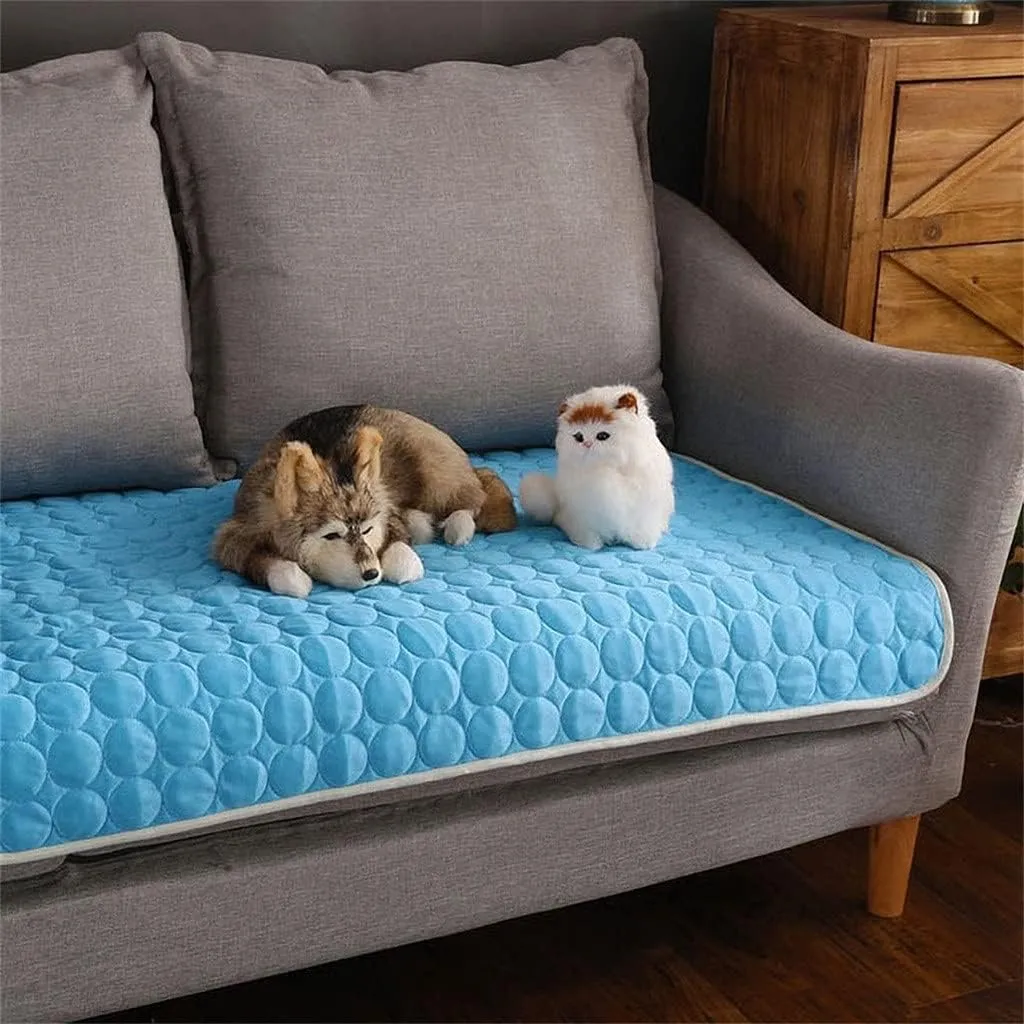 Self Cooling Mat for Dog, Summer Cool Pet Pad,Ice Silk Cooling Mat for Dogs & Cats Portable,Washable Non-Toxic Summer Pet Outdoor Bed, Non-Slip&Foldable,Keep Cool for Pets Outdoor Indoor