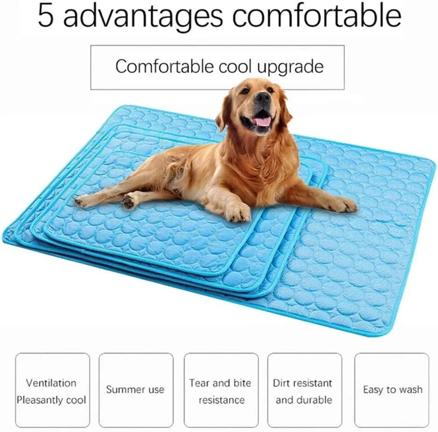 Self Cooling Mat for Dog, Summer Cool Pet Pad,Ice Silk Cooling Mat for Dogs & Cats Portable,Washable Non-Toxic Summer Pet Outdoor Bed, Non-Slip&Foldable,Keep Cool for Pets Outdoor Indoor