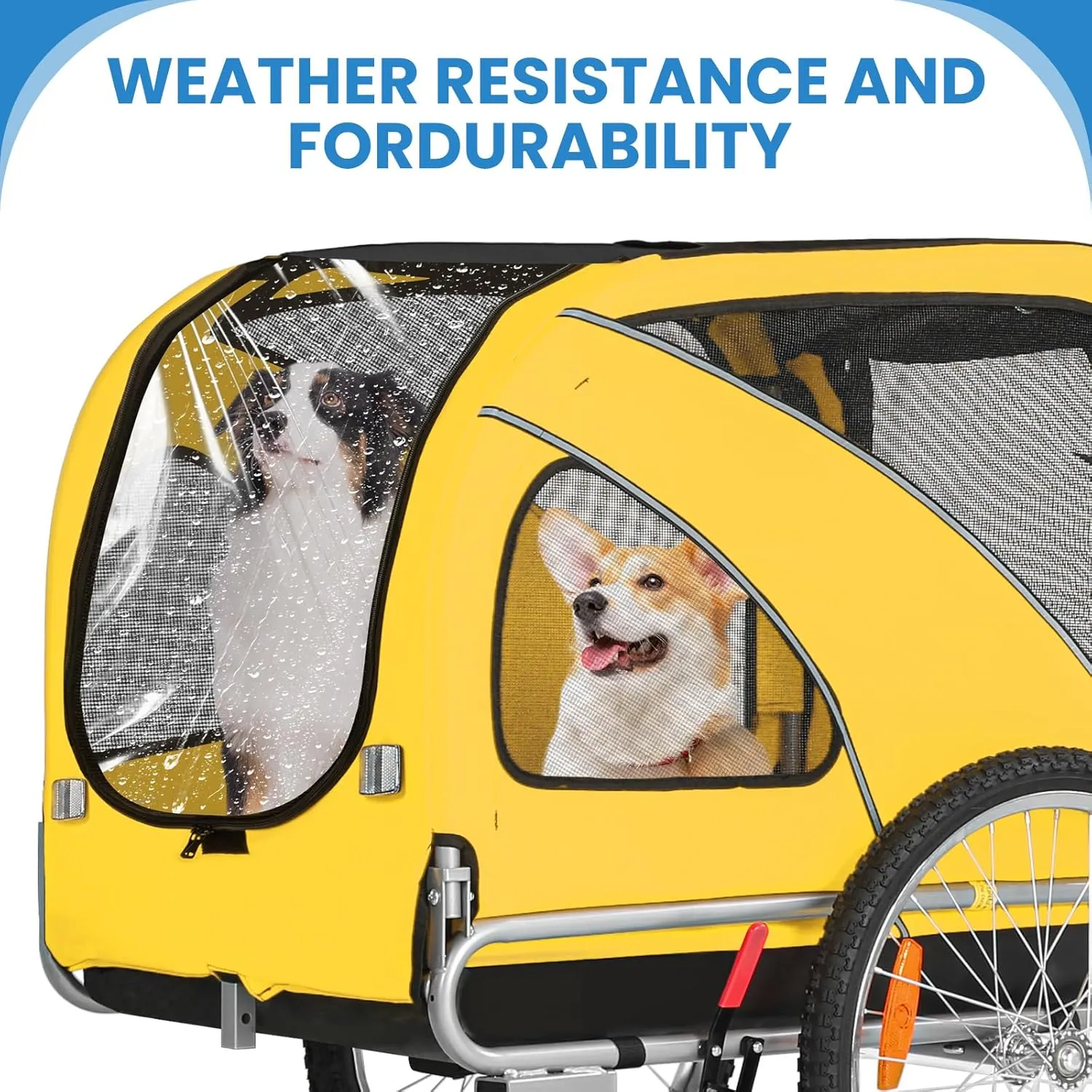 Sepnine 2 in 1 Pet Bicycle Trailer with a 6" Stroller Wheel Suitable for Small and Medium Dogs, Carrier Up to 66/88 LBS, Easy Folding Cart Frame, Quick Release Wheel, Universal Bicycle Coupler