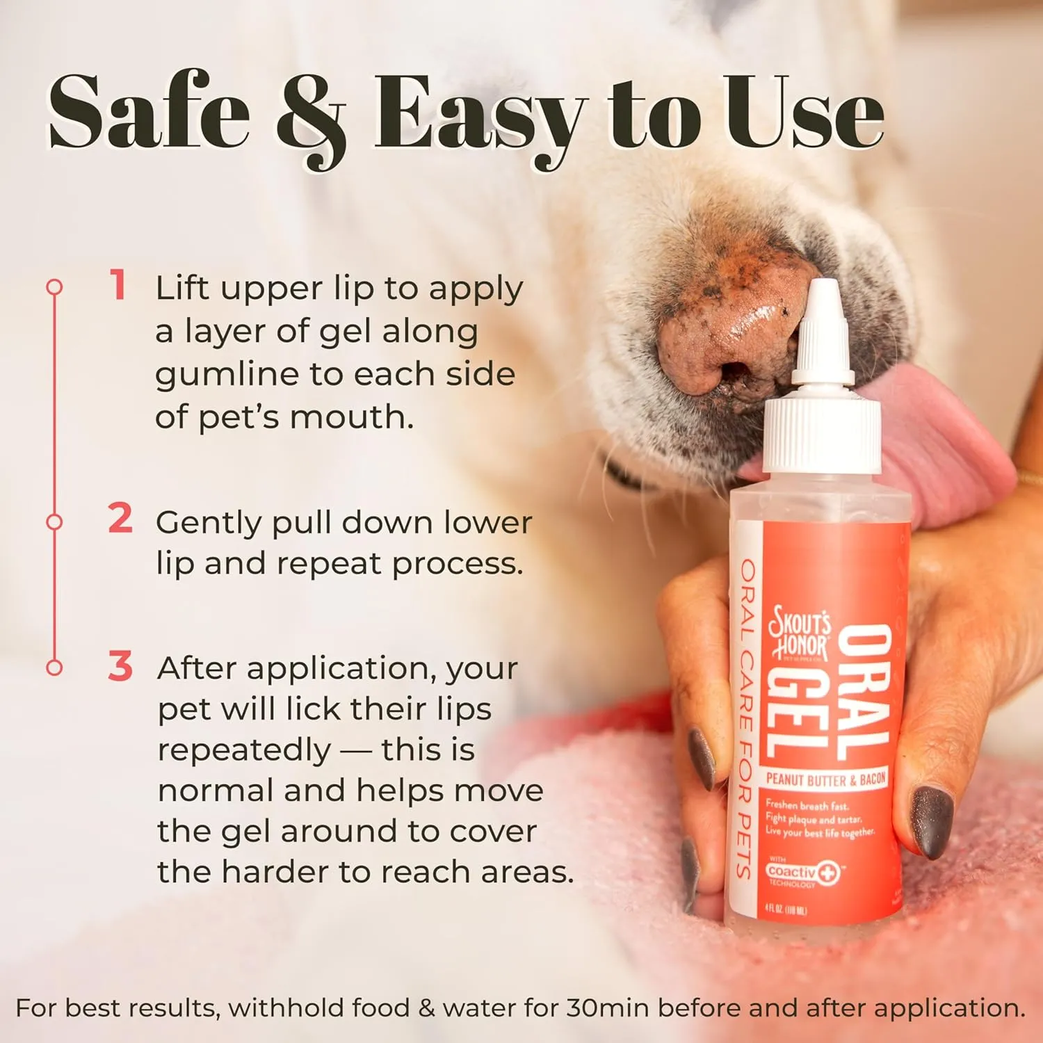 SKOUT'S HONOR Peanut Butter & Bacon Oral Gel - Fights Plaque and Tartar, Freshens Breath Fast, No Brushing Required, 4 oz