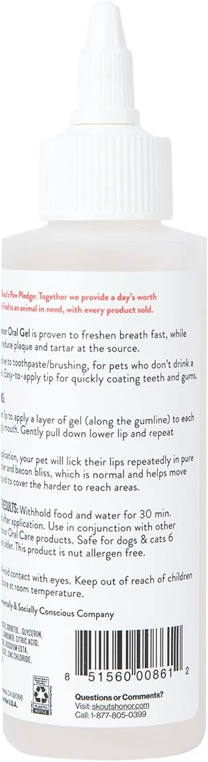 SKOUT'S HONOR Peanut Butter & Bacon Oral Gel - Fights Plaque and Tartar, Freshens Breath Fast, No Brushing Required, 4 oz