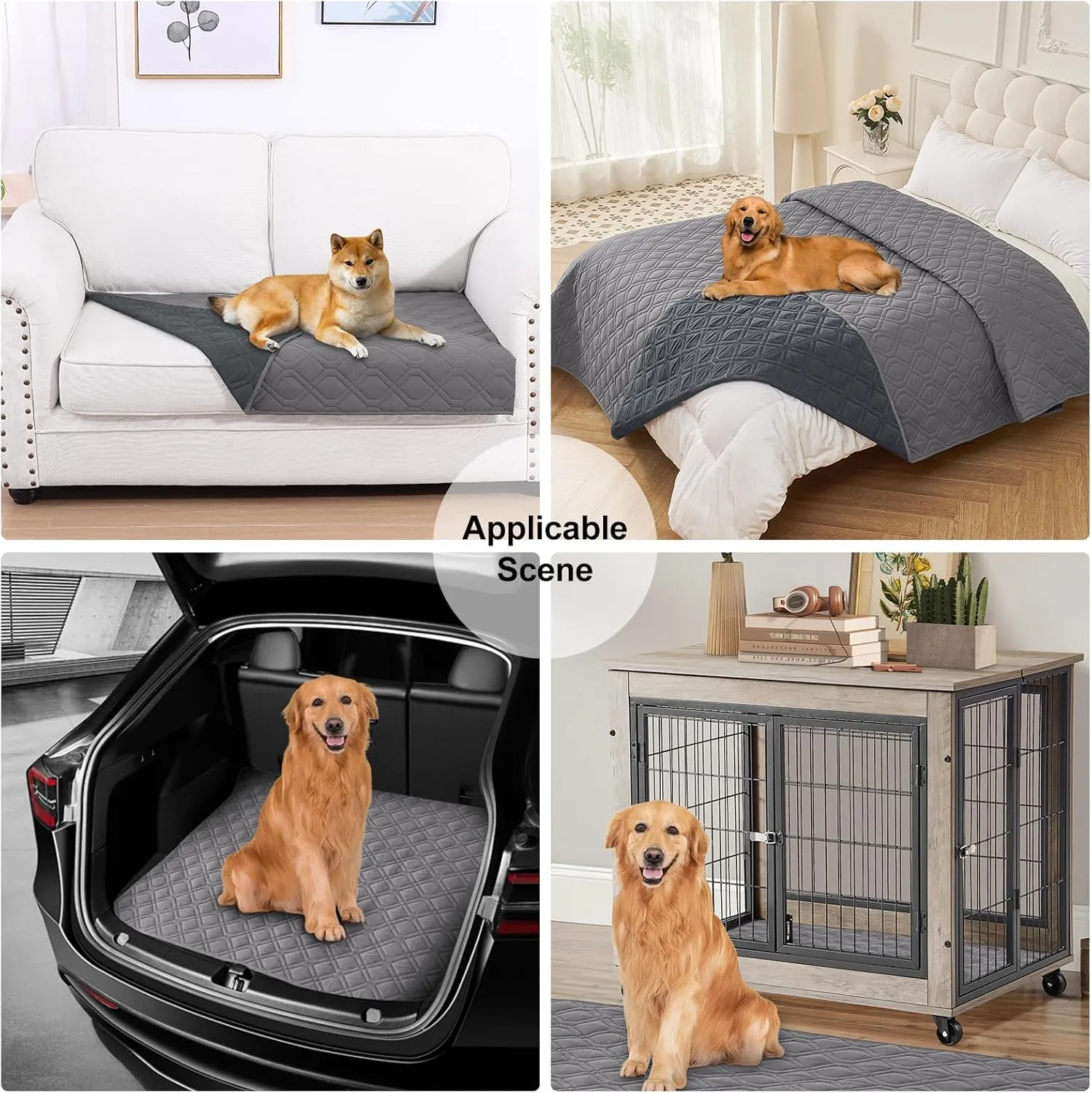 Smiry Waterproof Dog Blanket, 30x70 Inch Soft Pet Bed Cover Reversible, Washable Sofa Couch Furniture Protector for Small Medium Large Dog Puppy Cat, Grey/Dark Grey