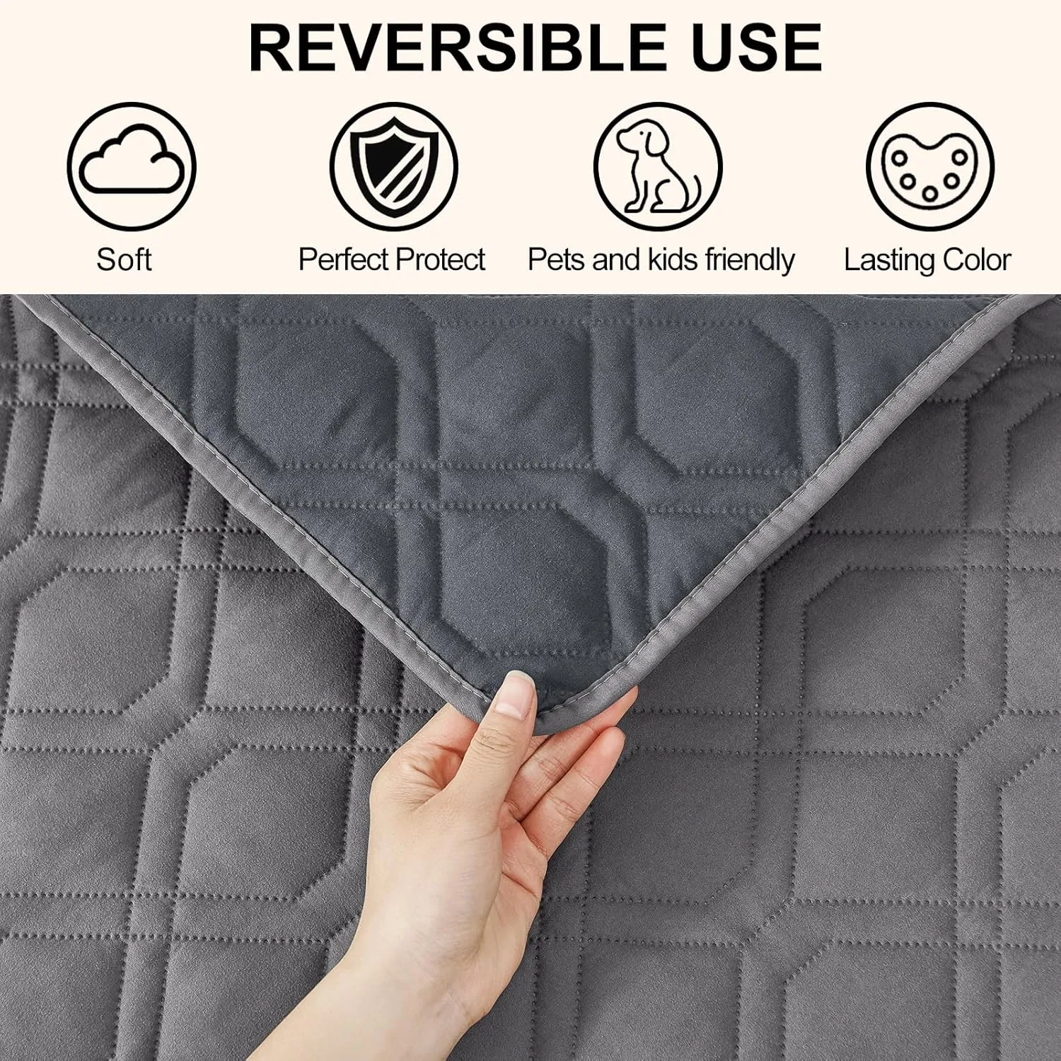 Smiry Waterproof Dog Blanket, 30x70 Inch Soft Pet Bed Cover Reversible, Washable Sofa Couch Furniture Protector for Small Medium Large Dog Puppy Cat, Grey/Dark Grey