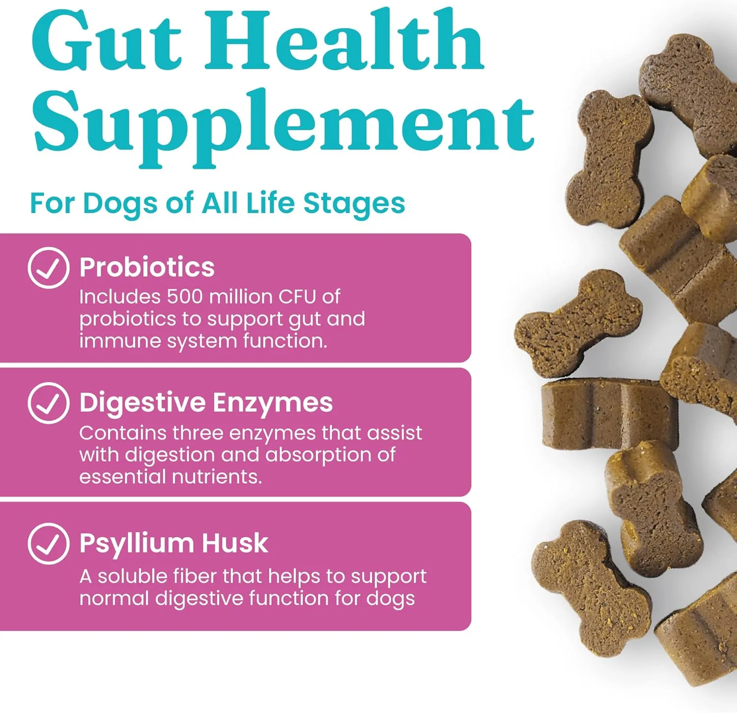 Solid Gold Dog Probiotic Chews - Bacon Flavor Soft Chews for Dog Digestive Support - Mellow Belly Probiotic for Dogs with Fiber & Digestive Enzymes for Bowel Support & Gut Health - 120 Count