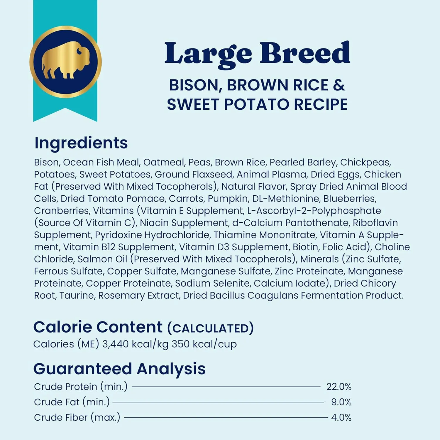 Solid Gold Large Breed Adult Dry Dog Food Whole Grain Kibble with Real Bison, Brown Rice, Sweet Potato and Omega 3 Fish Oil for Dogs, Probiotics - Nutrientboost - 22 LB