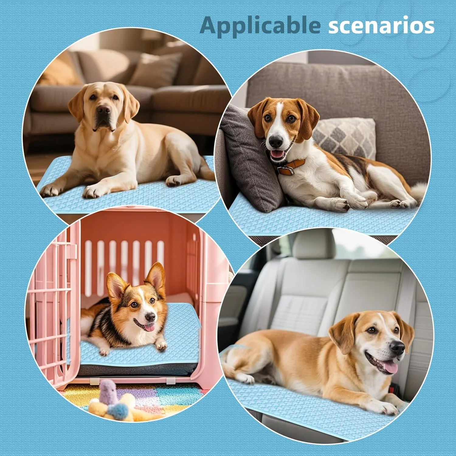 SOMOYA Dogs Cooling Mat Pet Cool Pads Blanket Sleeping Kennel Mat,Washable Ice Silk Sleep Mat Pad Breathable for Large Dogs Cats Medium