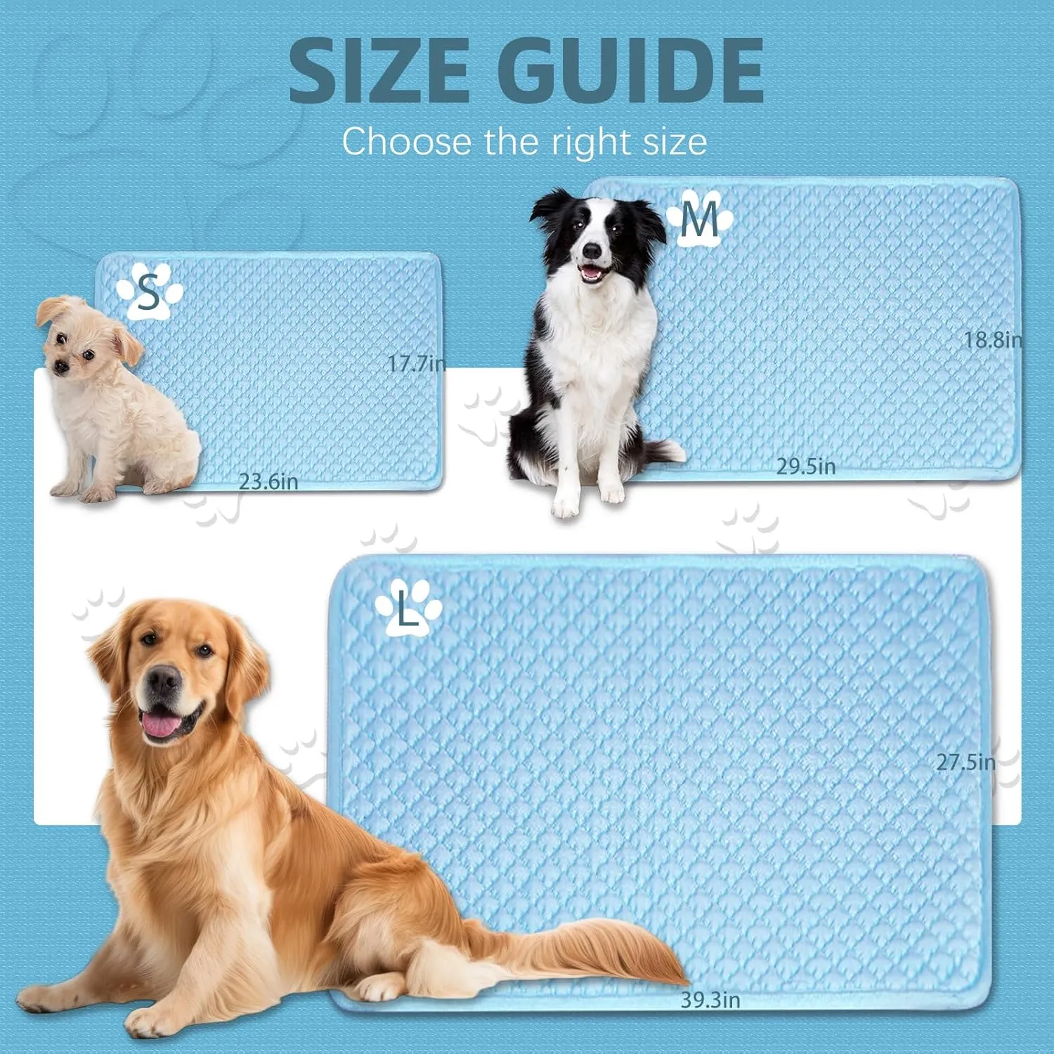 SOMOYA Dogs Cooling Mat Pet Cool Pads Blanket Sleeping Kennel Mat,Washable Ice Silk Sleep Mat Pad Breathable for Large Dogs Cats Medium