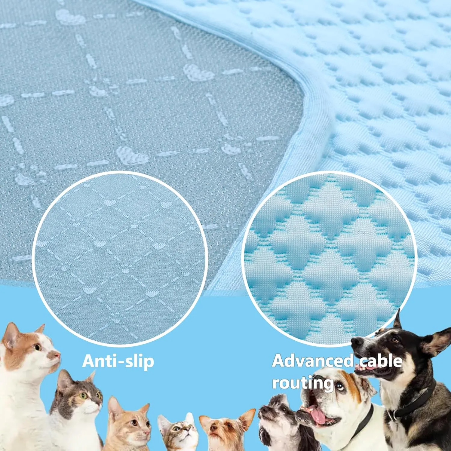 SOMOYA Dogs Cooling Mat Pet Cool Pads Blanket Sleeping Kennel Mat,Washable Ice Silk Sleep Mat Pad Breathable for Large Dogs Cats Medium