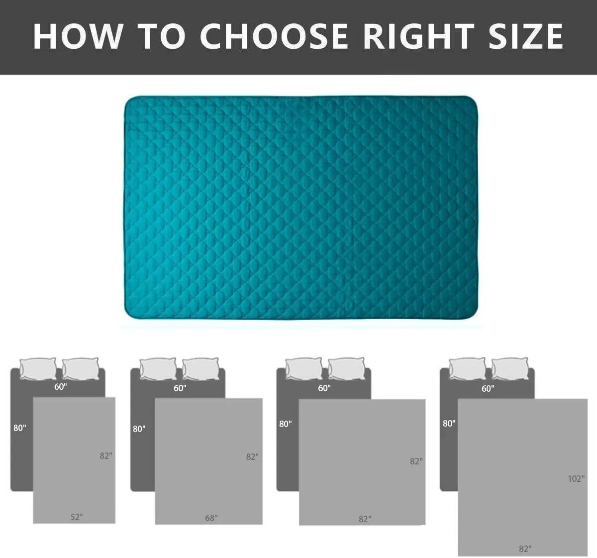 SPXTEX Dog Bed Cover Washable Pee Pads Dog Blankets for Puppy Large Dog Cat,Sofa Reversible Changing Pad Reusable 1 Piece68"x82",Aqua
