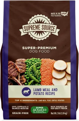 Supreme Source Grain-Free Dry Dog Food, Recipe with Seaweed Superfood, All Life Stages, Complete Nutrition, No Corn Soy or Fillers, Natural Digestive Support (5 lbs, Turkey Meal & Sweet Potato)