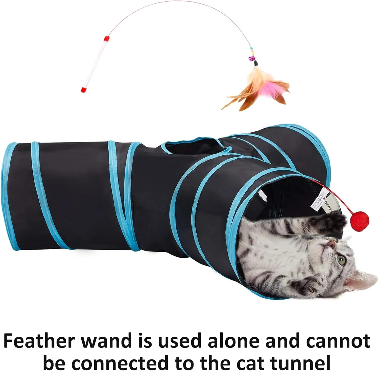 Tempcore Pet Cat Tunnel Tube Cat Toys 3 Way Collapsible, Tunnels for Indoor CatsKitty Bored Peek Hole Toy Ball Cat, Puppy, Kitty, Kitten, Rabbit