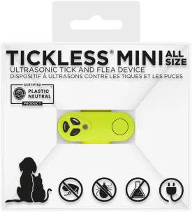 Tickless Mini Ultrasonic Tick and Flea Device Neon Yellow | Fragrance-Free Rechargeable Protection for Cats and Dogs | Nightlight Function | On Collar and Harness | Safety in Nature and Cities