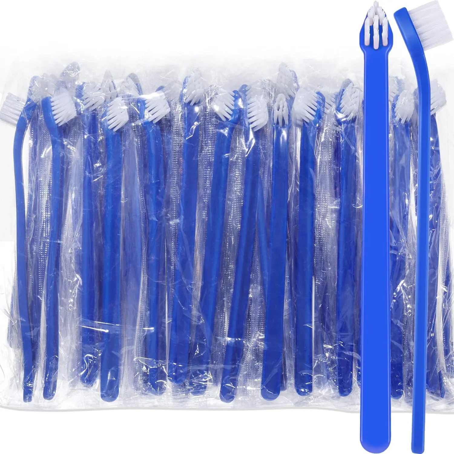 Tioncy 100 Pcs Small Dog Toothbrush Bulk Pack Long Handle Pet Toothbrushes with Soft Bristles, Dental Care Teeth Cleaning Kit for Small Breed Dogs, Cats, and Puppies (Blue)