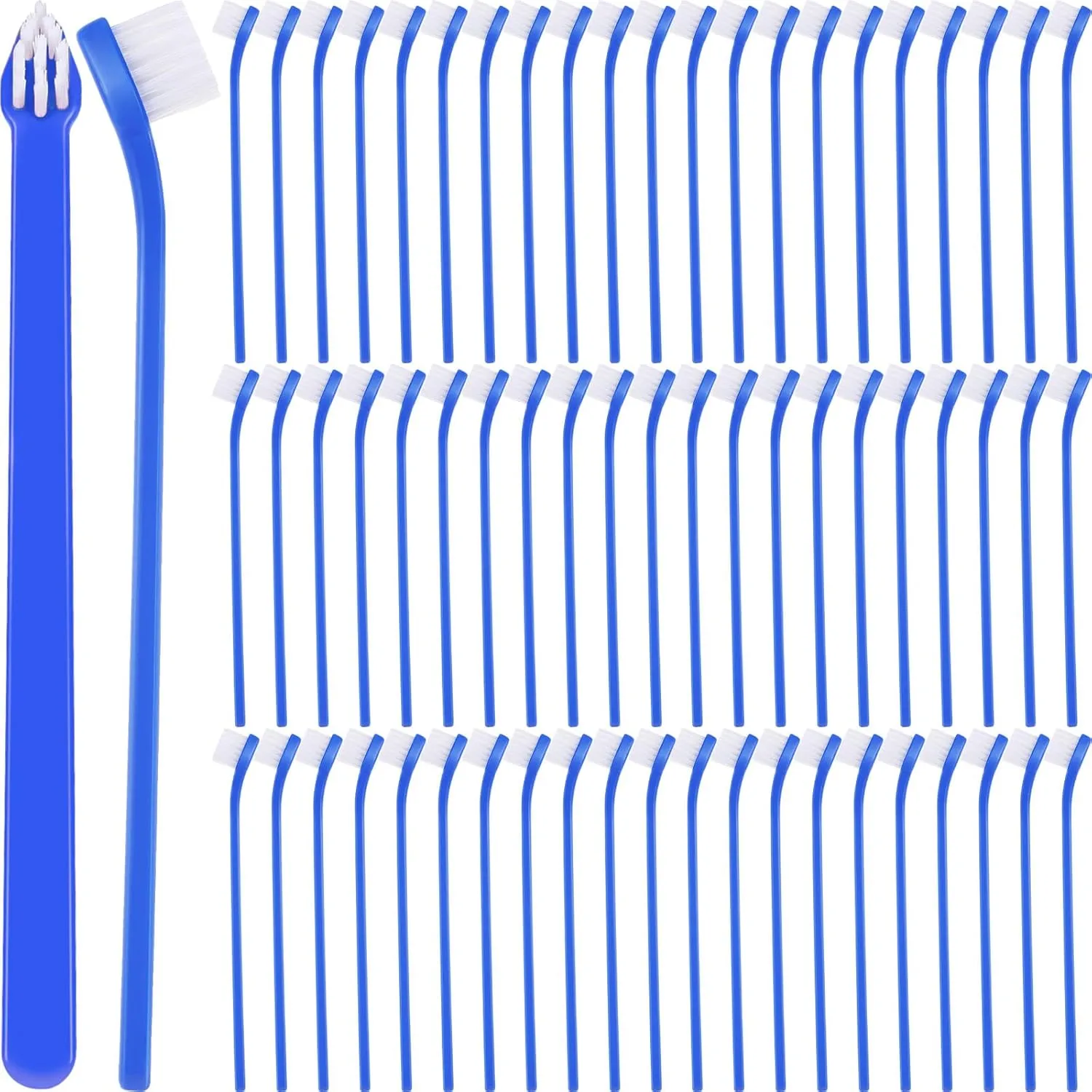 Tioncy 100 Pcs Small Dog Toothbrush Bulk Pack Long Handle Pet Toothbrushes with Soft Bristles, Dental Care Teeth Cleaning Kit for Small Breed Dogs, Cats, and Puppies (Blue)
