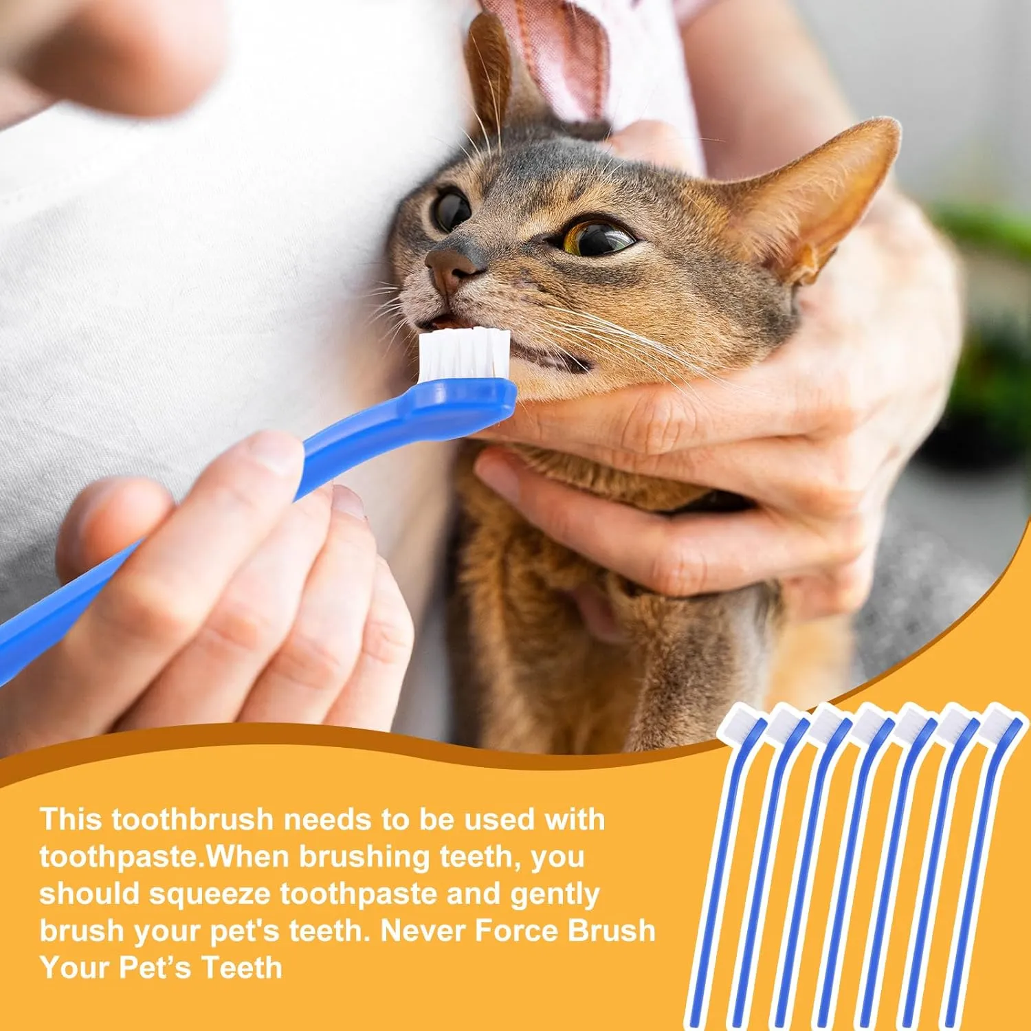 Tioncy 100 Pcs Small Dog Toothbrush Bulk Pack Long Handle Pet Toothbrushes with Soft Bristles, Dental Care Teeth Cleaning Kit for Small Breed Dogs, Cats, and Puppies (Blue)