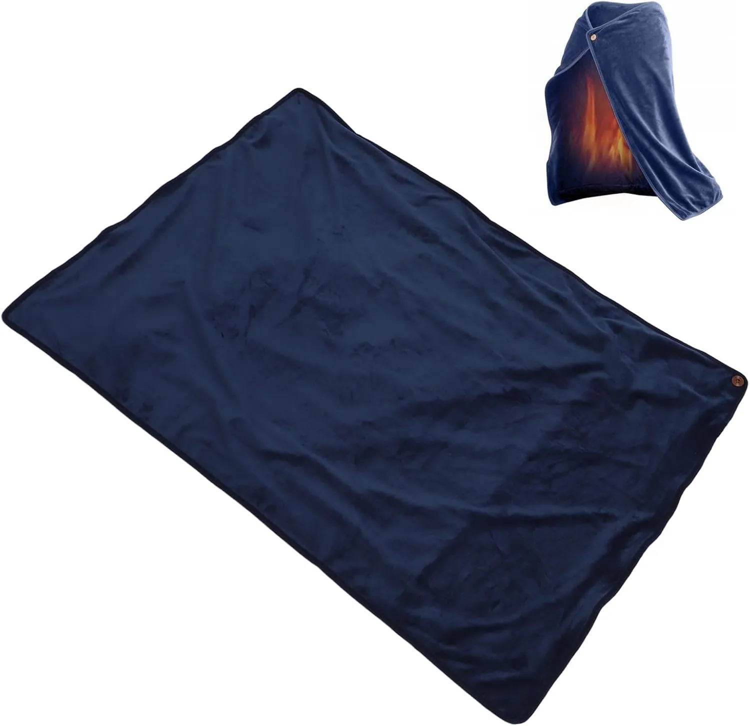 Topyond Heating Blanket, Rechargeable Electric Blanket Soft Adjustable Temperature Control Blanket for Man Women Kids Pets (Navy Blue)