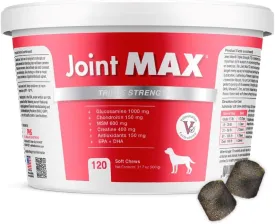 TS Joint Supplement Vet Formulated Pain & Inflammation Relief Treats Hip Dysplasia & Arthritis, Glucosamine, Chondroitin, Turmeric, MSM, HA, Creatine, Omega 3 EPA   DHA.120 Soft Chews