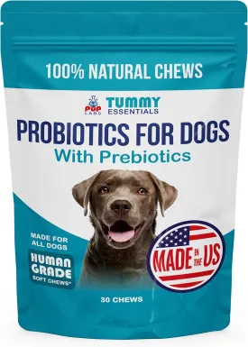 Tummy Essentials Probiotic Chews for Dogs, Supports Gut Health for Dogs and Firm Stools, Helps Eliminate Digestive Dysfunction, Dog Probiotics Made in The USA, 30 Chews