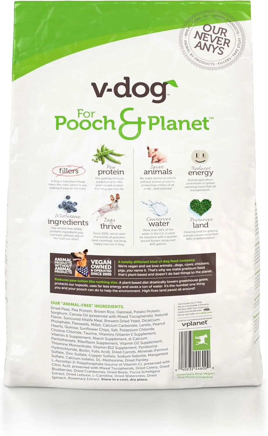 V-dog Vegan Mini Kibble Dry Dog Food (4.5 LB) Small Breed Dogs | Plant-Based Protein with Added Taurine for Sensitive Stomach and Skin | All Natural Made in US
